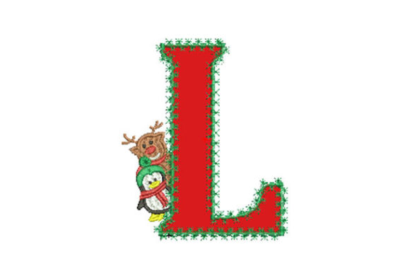A Closer Look at the Christmas Letter L Embroidery Design