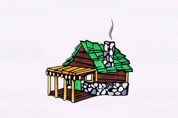 A Cozy Wooden House Embroidery Design for Meaningful Gifts