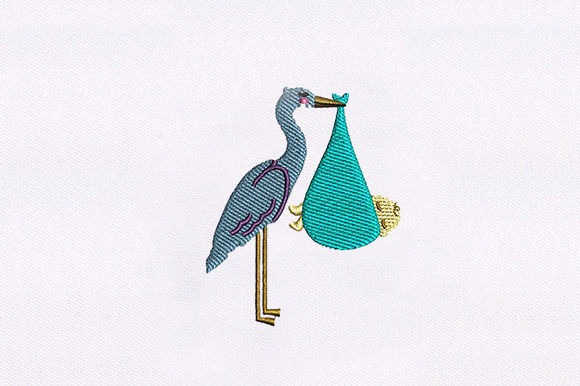 A Designer's Review: Stork with Baby Embroidery