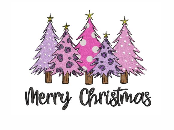 A Festive Twist: Leopard Christmas Trees Embroidery