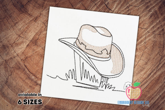 Cowboy Hat Sketch Embroidery: Craft Fair Gold