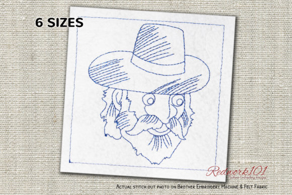 Hunter Face Big Moustache Redwork Embroidery Review